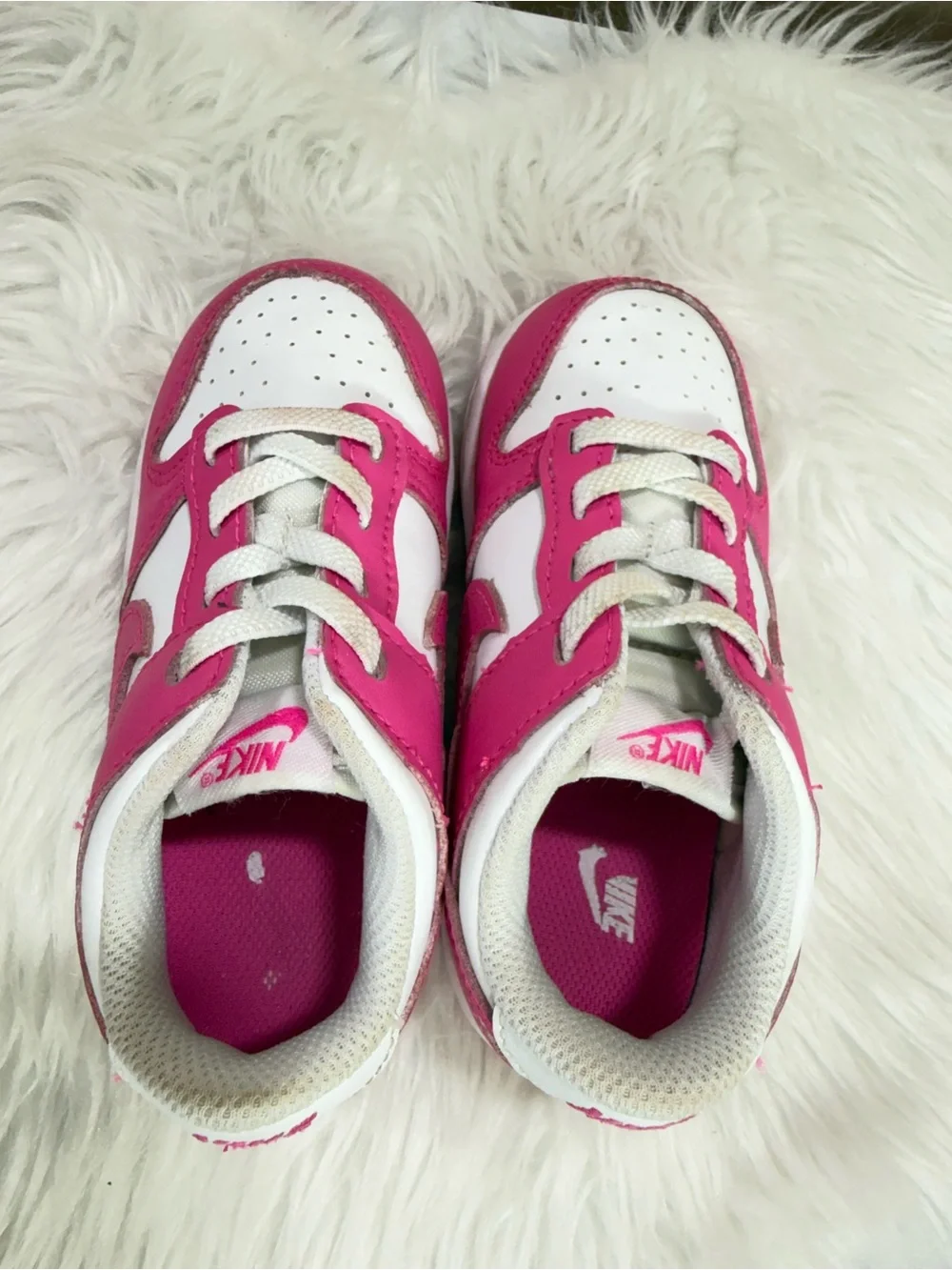 Nike Kids White and Hot Pink Low-Top Sneakers